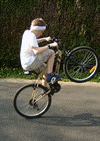 Et voici Romain, lui aussi sur une roue...